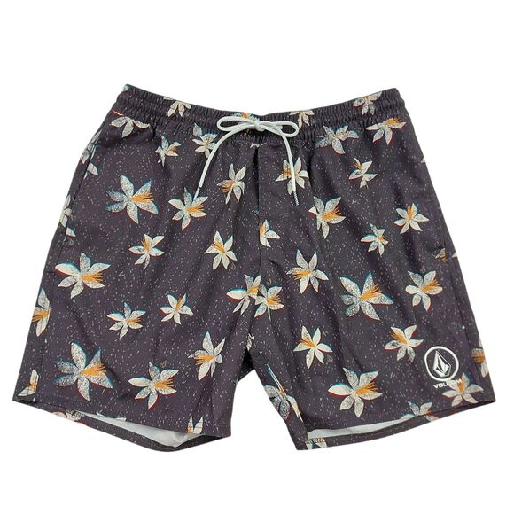 Volcom Other - Volcom Board Shorts Mens Large Gray Floral Surfcore Coastal Retro Swim Trunks